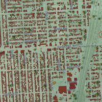 Second close-up of the map of Wyandotte, Michigan print showing more streets and buildings