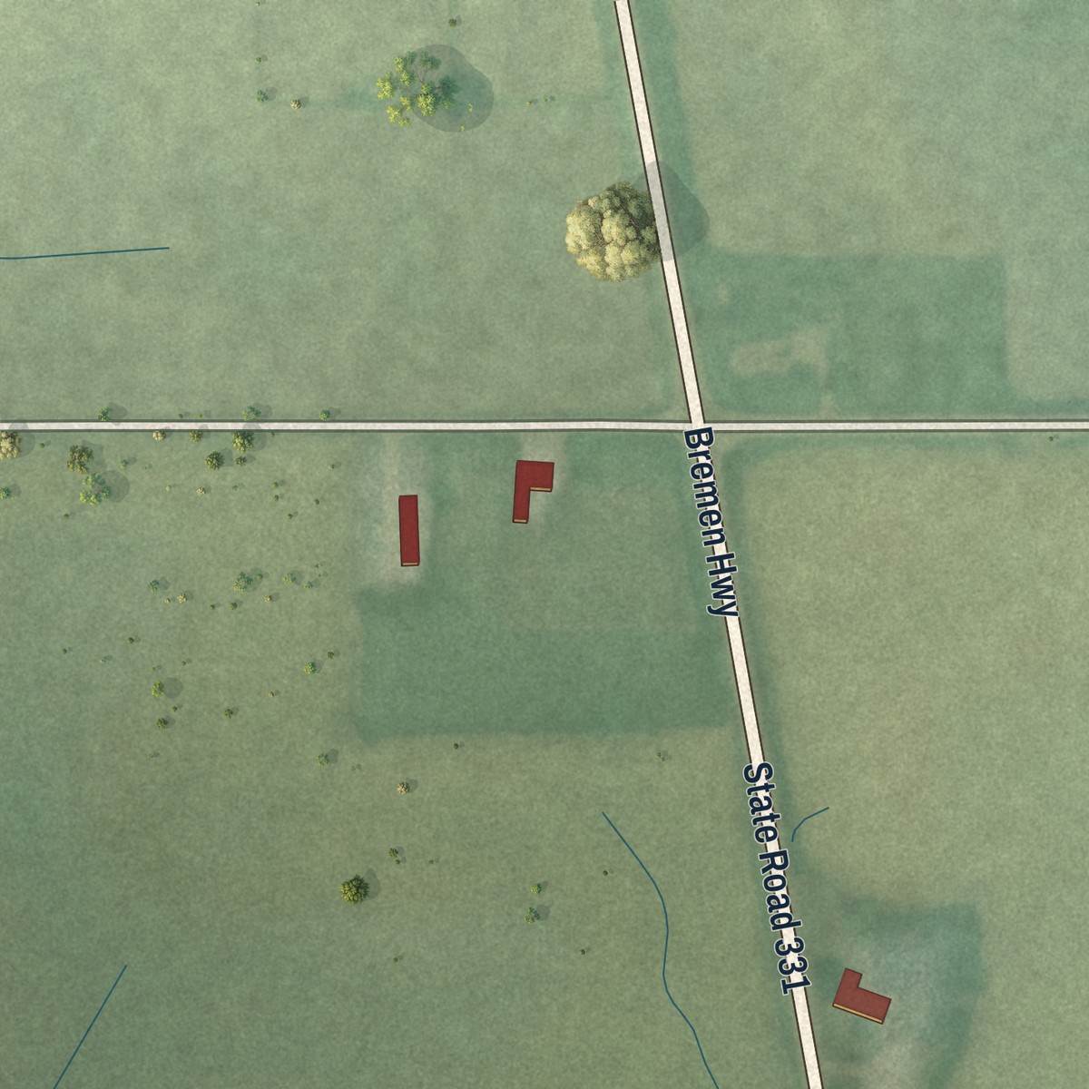 Second close-up of the map of Wyatt, Indiana print showing more streets and buildings