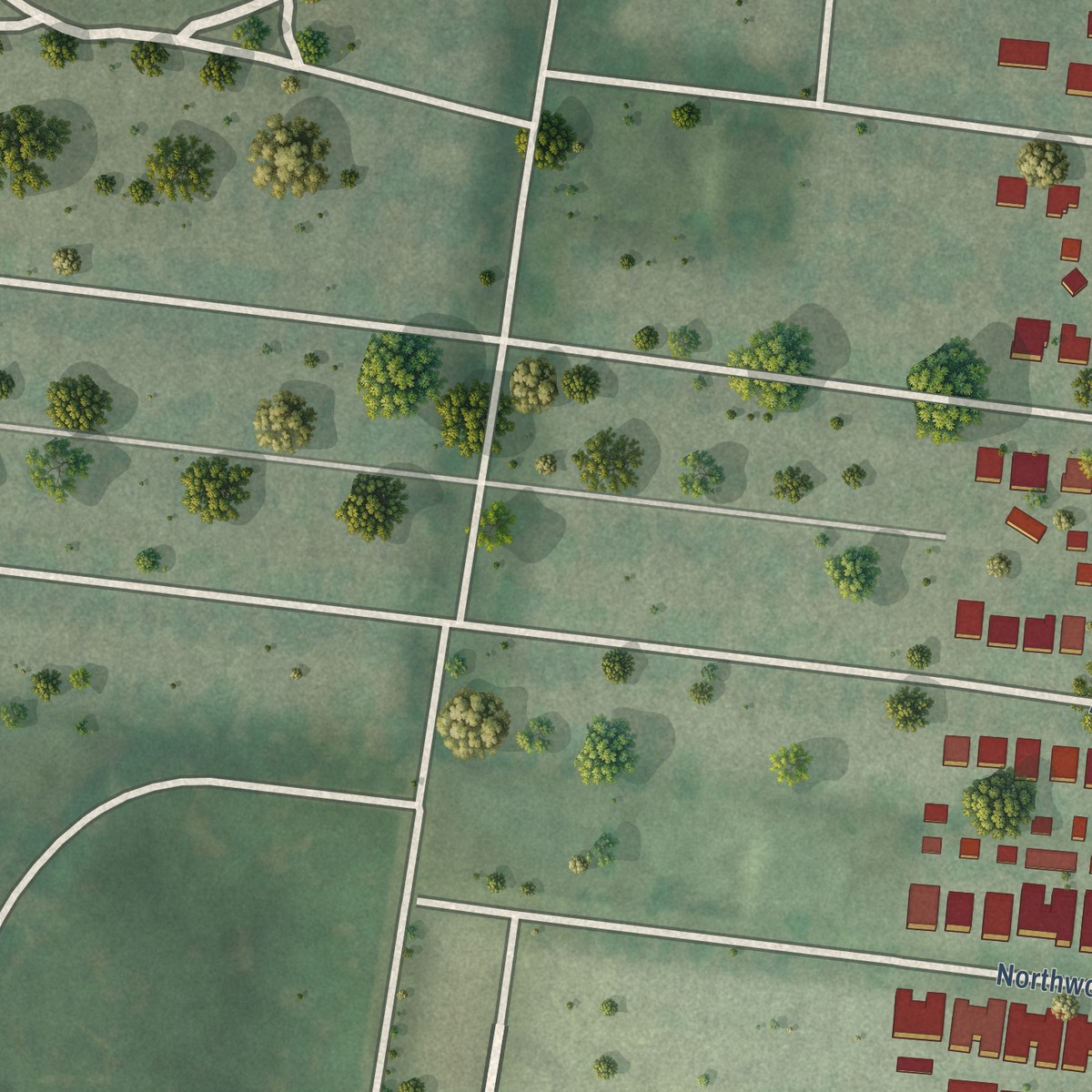 Second close-up of the map of Wydown Skinker, Missouri print showing more streets and buildings