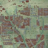 Second close-up of the map of Wylie, Texas print showing more streets and buildings