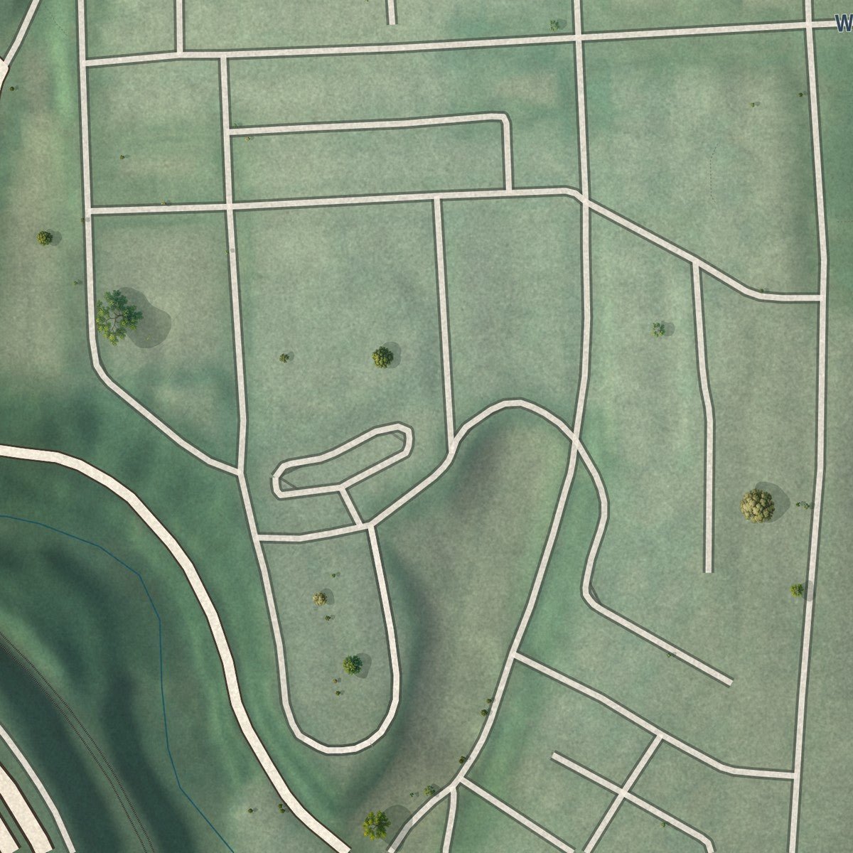 Second close-up of the map of Wyman Park, Maryland print showing more streets and buildings