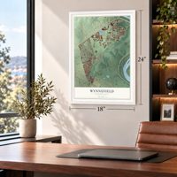 Wynnefield, Pennsylvania map, 18 x 24 inch print in a white frame in a home office