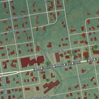 Second close-up of the map of Wynnewood, Oklahoma print showing more streets and buildings