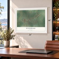 Wynnewood, Oklahoma map, 18 x 24 inch print in a white frame in a home office