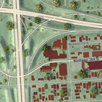 Second close-up of the map of Wynwood, Florida print showing more streets and buildings