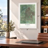 Wyoming, Michigan map, 18 x 24 inch print in a white frame in a home office