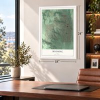 Wyoming, Ohio map, 18 x 24 inch print in a white frame in a home office