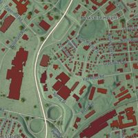 Second close-up of the map of Wyomissing, Pennsylvania print showing more streets and buildings