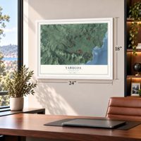 Yabucoa, Puerto Rico map, 18 x 24 inch print in a white frame in a home office