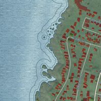 Second close-up of the map of Yachats, Oregon print showing more streets and buildings