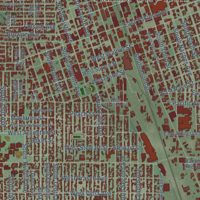 Second close-up of the map of Yakima, Washington print showing more streets and buildings