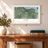 Yalaha, Florida map, 12 x 18 inch print in a white frame in an entryway