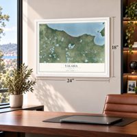 Yalaha, Florida map, 18 x 24 inch print in a white frame in a home office