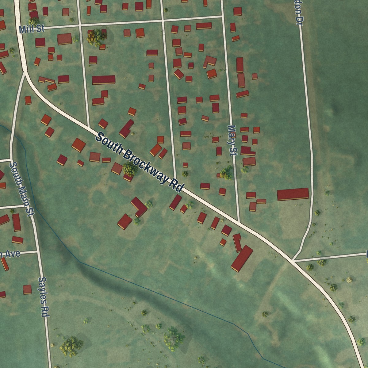 Second close-up of the map of Yale, Michigan print showing more streets and buildings
