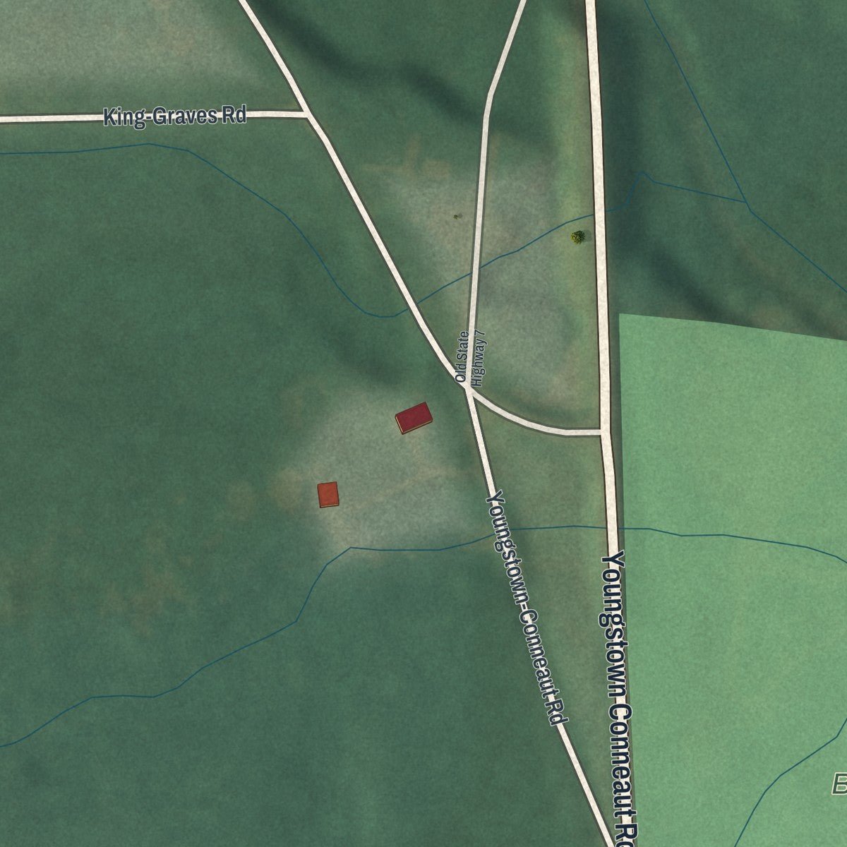 Second close-up of the map of Yankee Lake, Ohio print showing more streets and buildings