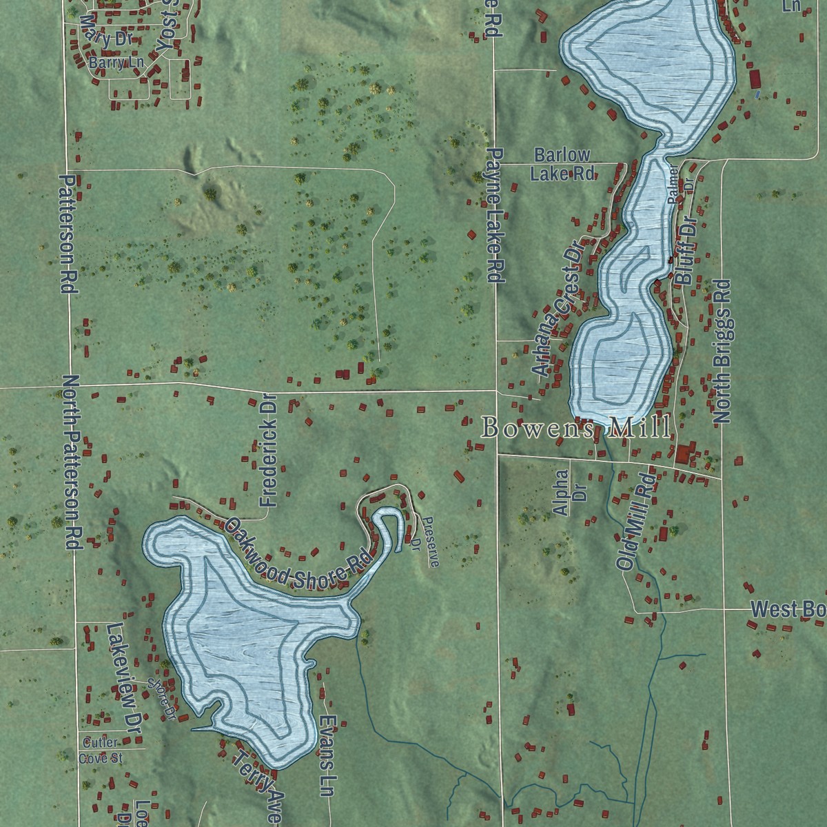 Second close-up of the map of Yankee Springs, Michigan print showing more streets and buildings