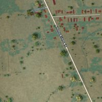 Second close-up of the map of Yantis, Texas print showing more streets and buildings