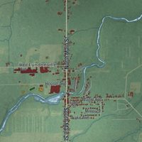 Second close-up of the map of Yates, New York print showing more streets and buildings