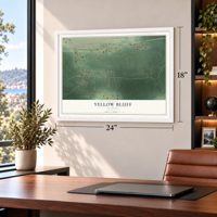 Yellow Bluff, Alabama map, 18 x 24 inch print in a white frame in a home office