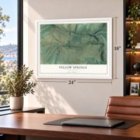 Yellow Springs, Pennsylvania map, 18 x 24 inch print in a white frame in a home office