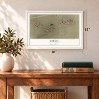 Yermo, California map, 12 x 18 inch print in a white frame in an entryway