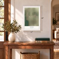 Yettem, California map, 12 x 18 inch print in a white frame in an entryway