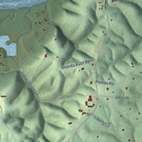 Second close-up of the map of Yogaville, Virginia print showing more streets and buildings