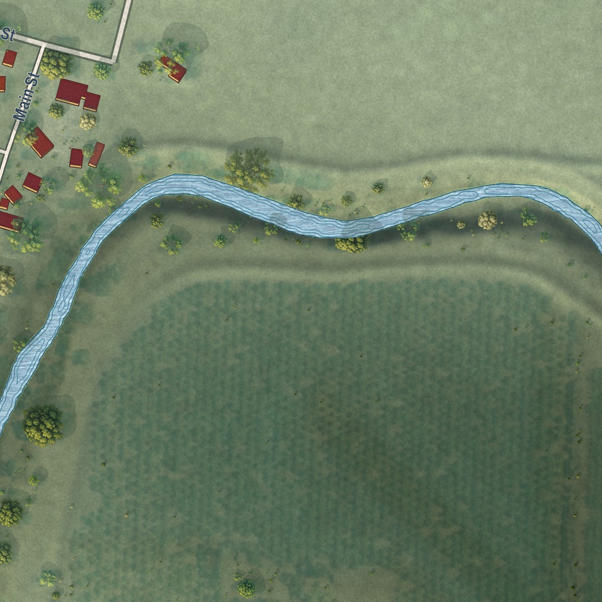 Second close-up of the map of Yolo, California print showing more streets and buildings