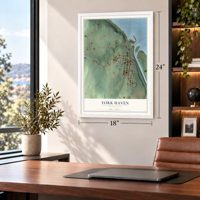 York Haven, Pennsylvania map, 18 x 24 inch print in a white frame in a home office