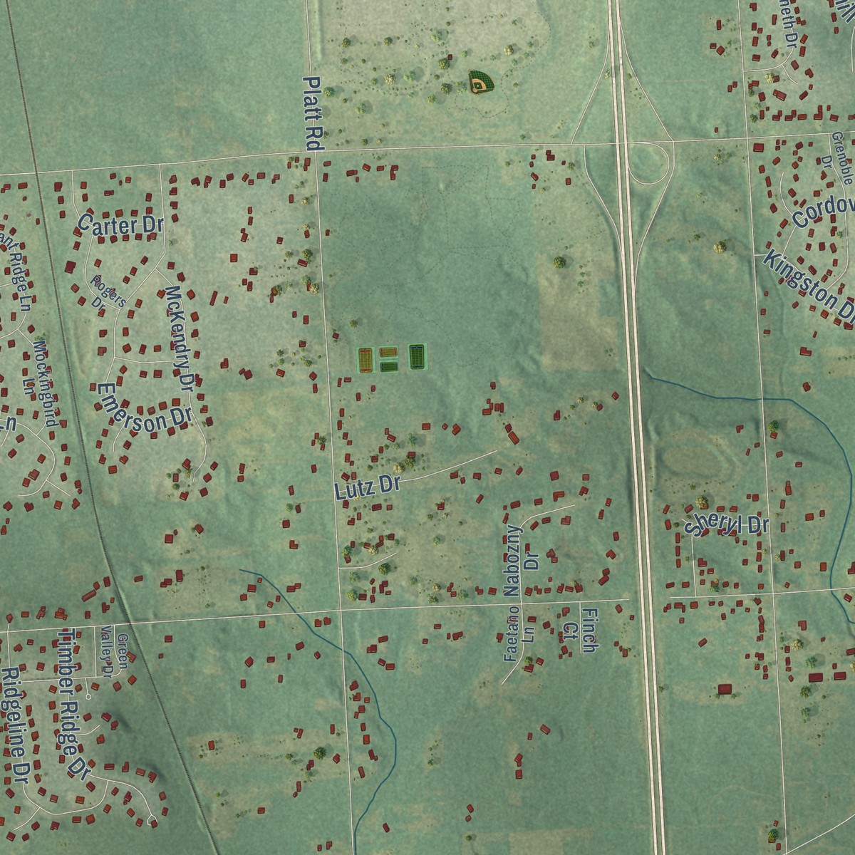Second close-up of the map of York, Michigan print showing more streets and buildings