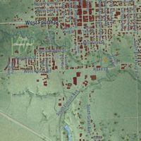 Second close-up of the map of York, Nebraska print showing more streets and buildings