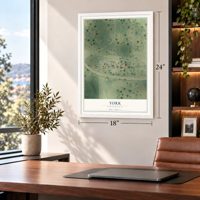 York, North Dakota map, 18 x 24 inch print in a white frame in a home office