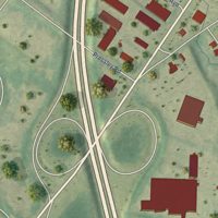 Second close-up of the map of York Road, North Carolina print showing more streets and buildings