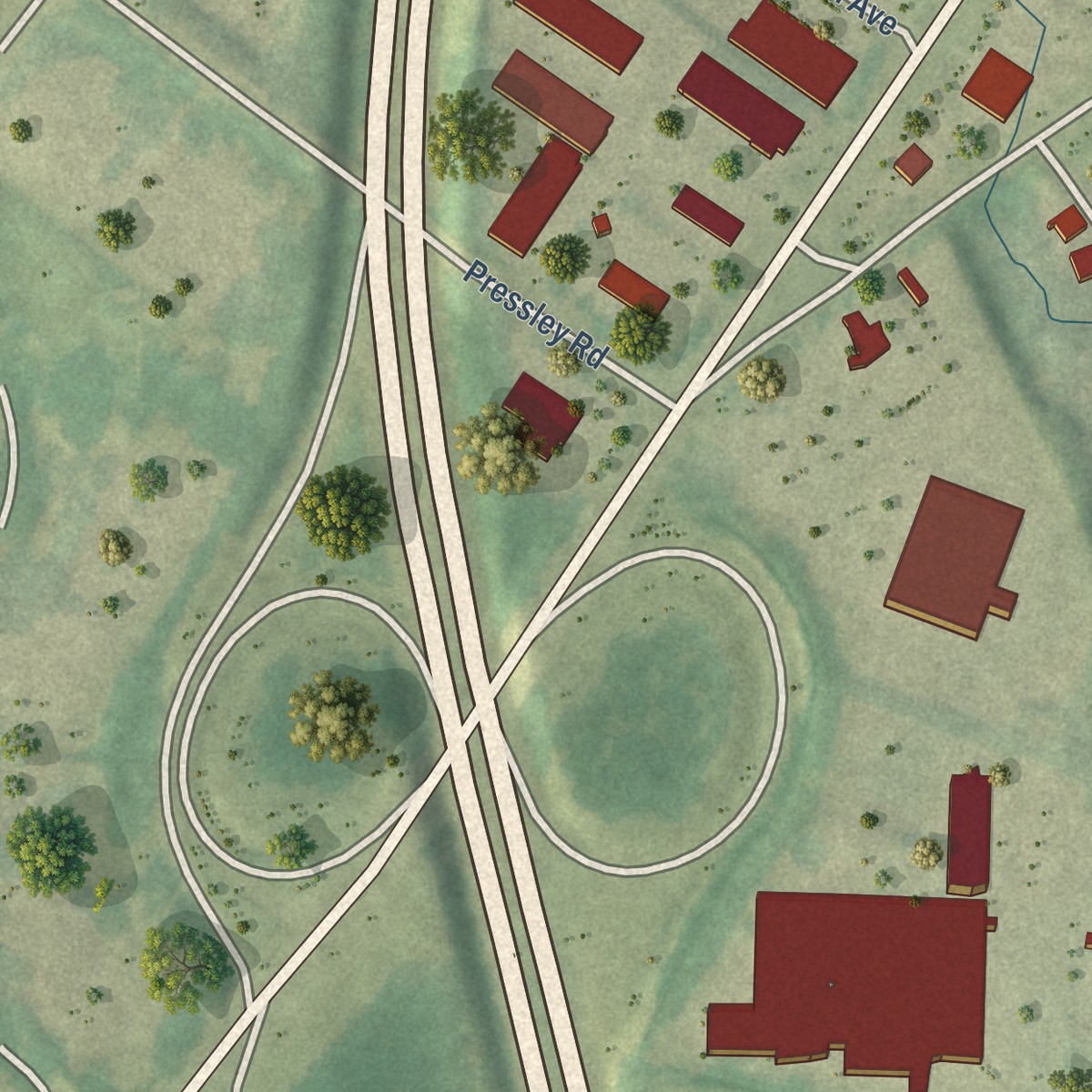 Second close-up of the map of York Road, North Carolina print showing more streets and buildings