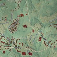 Second close-up of the map of York, South Carolina print showing more streets and buildings
