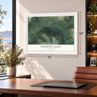 Yosemite Valley, California map, 18 x 24 inch print in a white frame in a home office