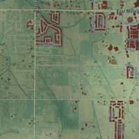 Second close-up of the map of Youngsville, Louisiana print showing more streets and buildings