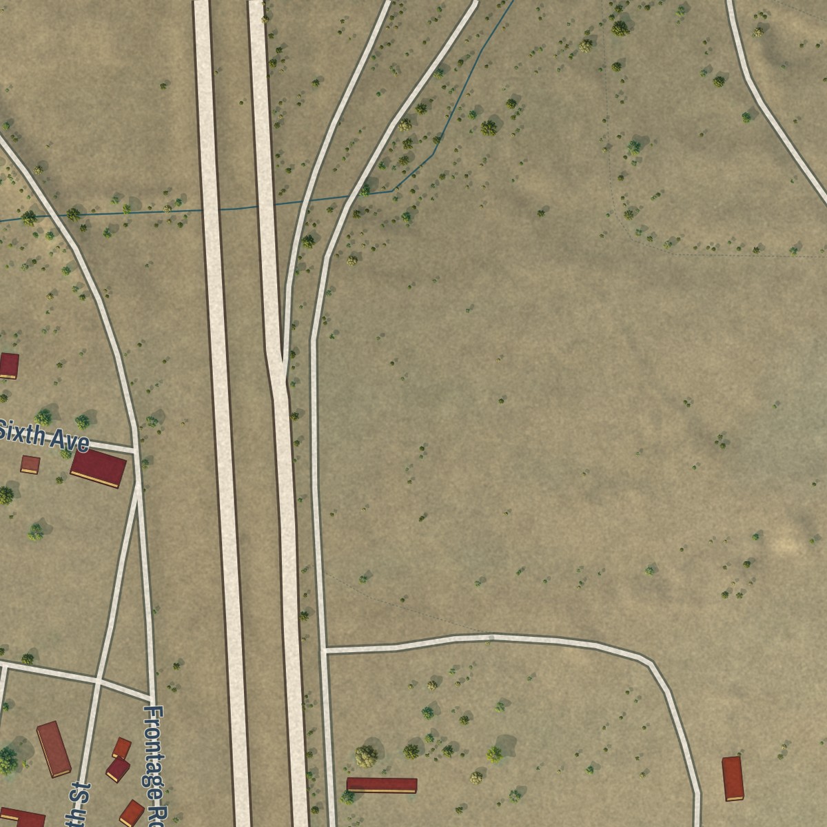 Second close-up of the map of Yucca, Arizona print showing more streets and buildings