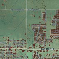 Second close-up of the map of Yukon, Oklahoma print showing more streets and buildings