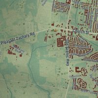 Second close-up of the map of Zachary, Louisiana print showing more streets and buildings