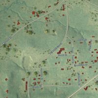 Second close-up of the map of Zavalla, Texas print showing more streets and buildings