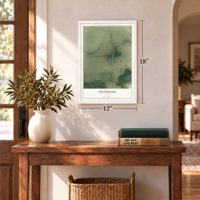 Zeandale, Kansas map, 12 x 18 inch print in a white frame in an entryway