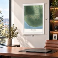Zemple, Minnesota map, 18 x 24 inch print in a white frame in a home office