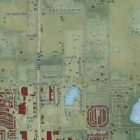 Second close-up of the map of Zephyrhills, Florida print showing more streets and buildings