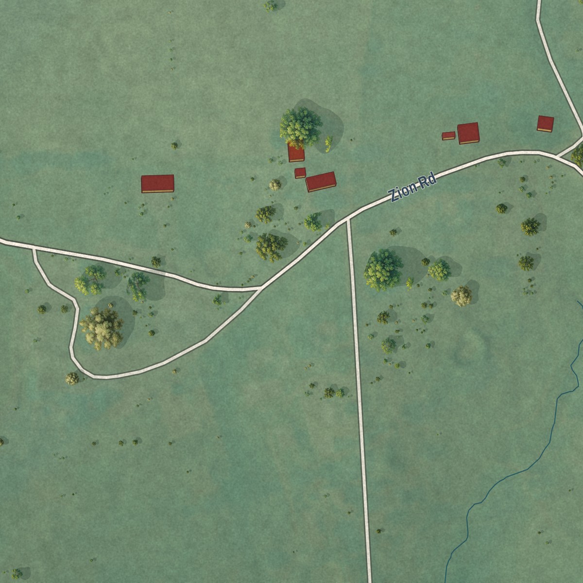 Second close-up of the map of Zion, Oklahoma print showing more streets and buildings
