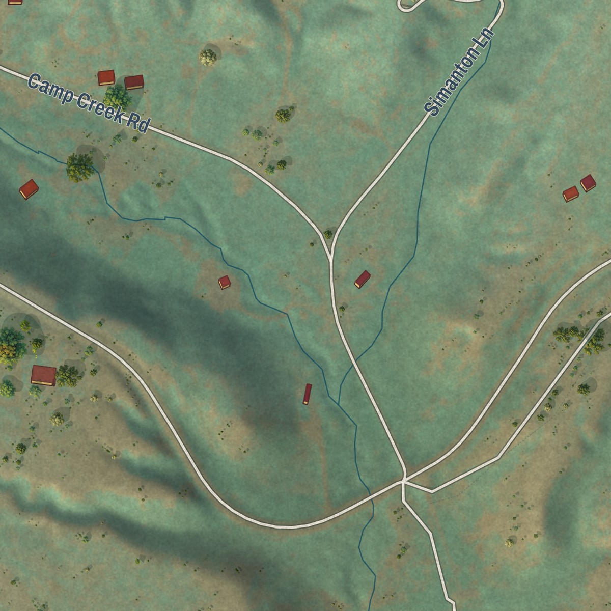 Second close-up of the map of Zortman, Montana print showing more streets and buildings