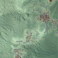 Second close-up of the map of Adams, Houghton County, Michigan print showing more streets and buildings