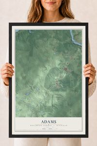 Map of Adams, Houghton County, Michigan, 18 x 24 inch print in a black wood frame