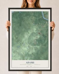 Map of Adams, Houghton County, Michigan, 24 x 36 inch print in a black wood frame