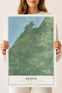 Map of Akron, Tuscola County, Michigan, 18 x 24 inch unframed archival matte print